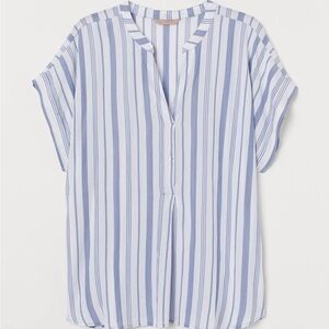 H&M Navy and Cream Striped Top